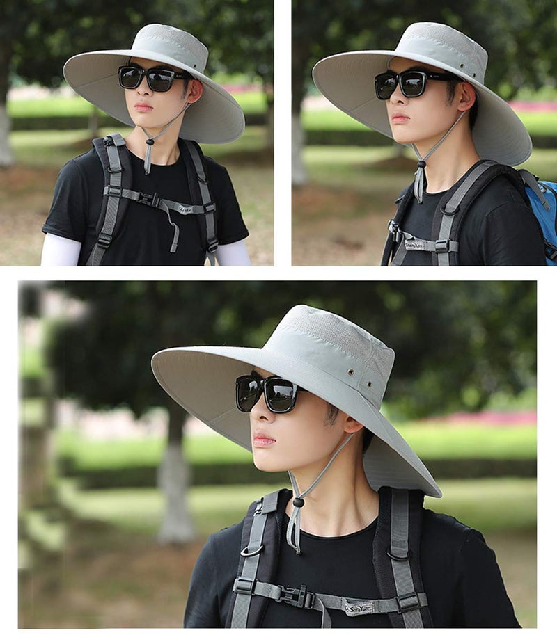 HUAMULAN Men 6" Wide Brim Sun Hat Summer Outdoor Unisex Women Bucket Safari Fishing Hats for Hiking Beach Garden Kayaking - Image 3
